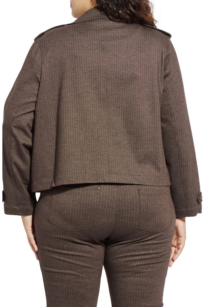 Thora Hairline Striped Cropped Double Breasted Ponte Blazer, Alternate, color, HAIRLINE STRIPE