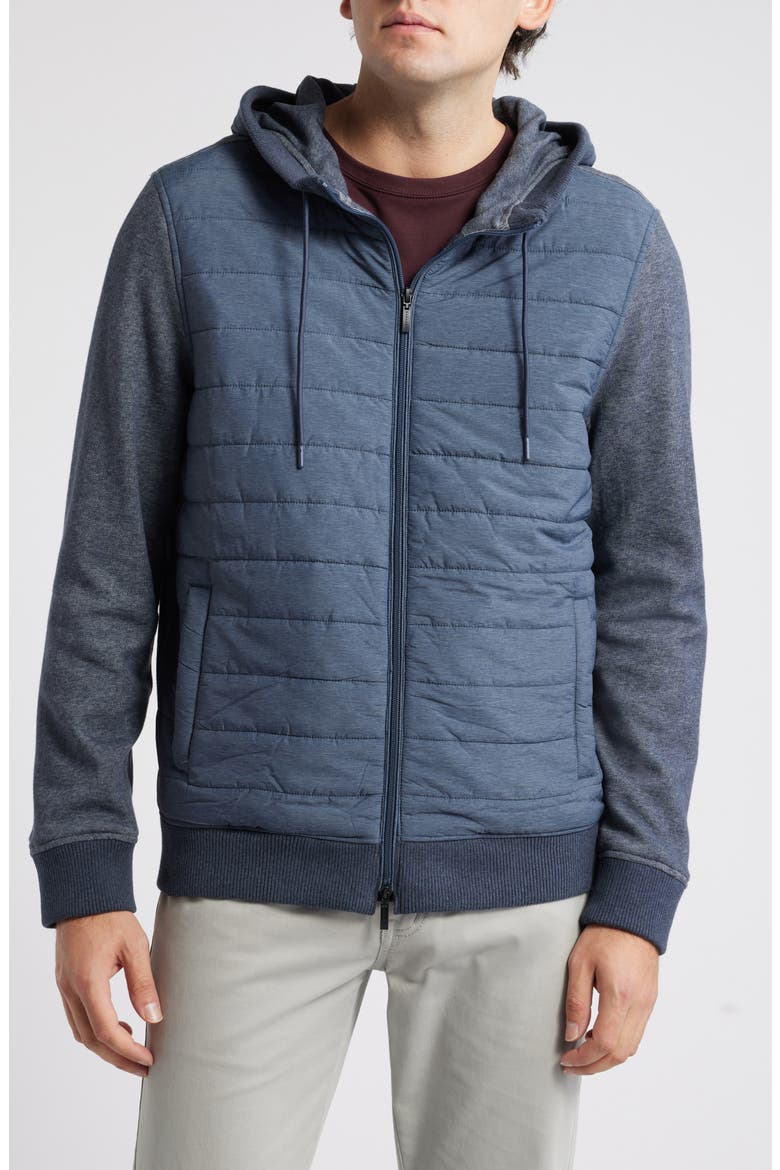 Cowandame Mixed Media Quilted Jacket, Alternate, color, NAVY