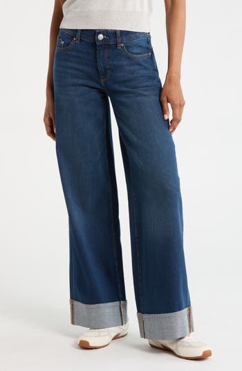 DL1961 Hepburn High Waist Wide Leg Jeans in Boardwalk Cuffed at Nordstrom Rack, Size 24