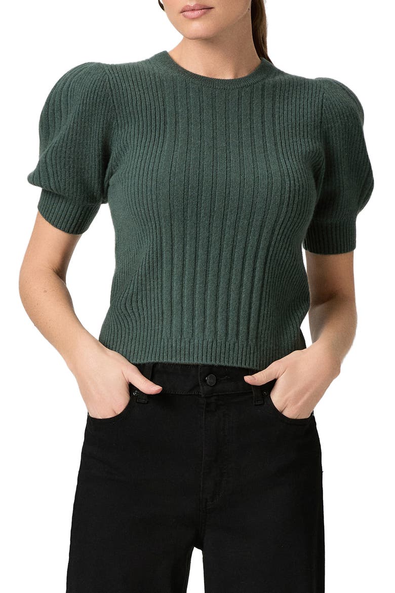 Kato Puff Short Sleeve Cashmere Sweater, Main, color, FERN GREEN