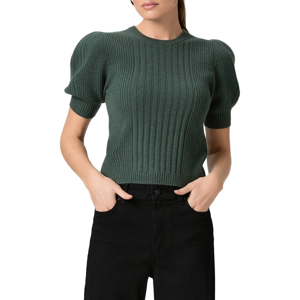 Paige Kato Puff Short Sleeve Cashmere Sweater In Green