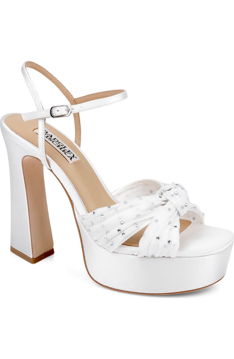 Badgley Mischka Collection Willabella Ankle Strap Platform Sandal, Main, color, White Satin