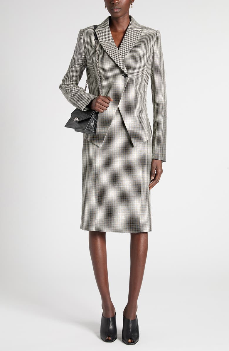 McQueen Houndstooth Wool Jacket, Alternate, color, Black/Ivory
