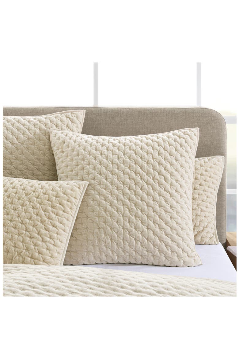 Velvet Quilt Euro Pillow Sham, Alternate, color, CREAM