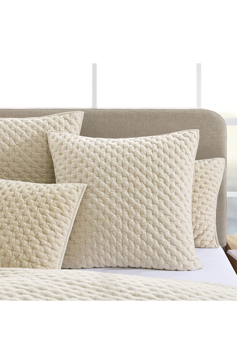 DKNY Pure Velvet Quilt Euro Pillow Sham, Alternate, color, Cream