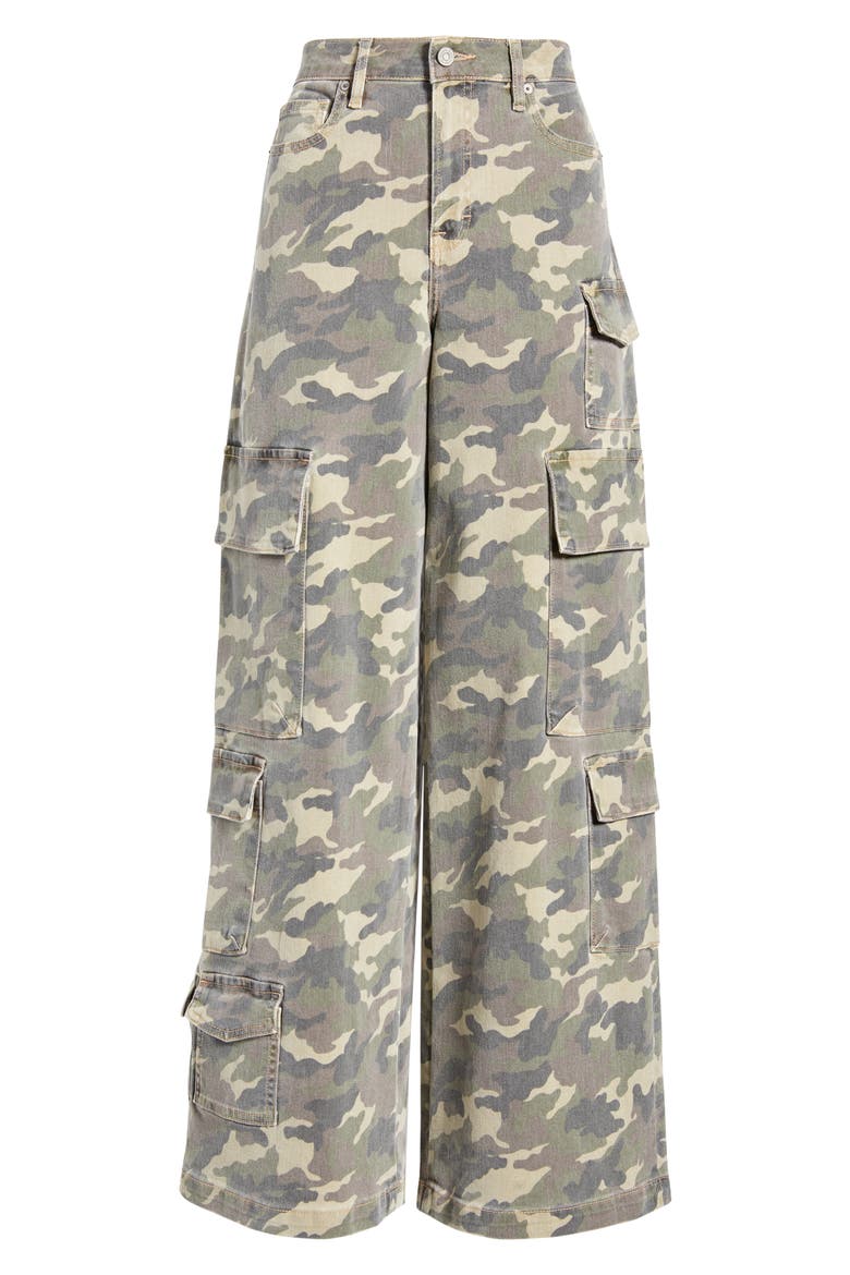 Camo Wide Leg Cargo Pants, Alternate, color, CAMO