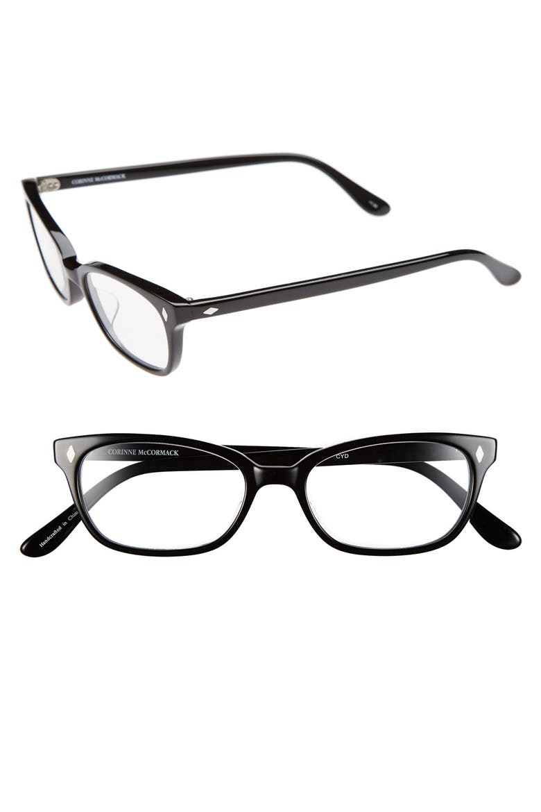 'Cyd' 50mm Reading Glasses, Main, color, BLACK