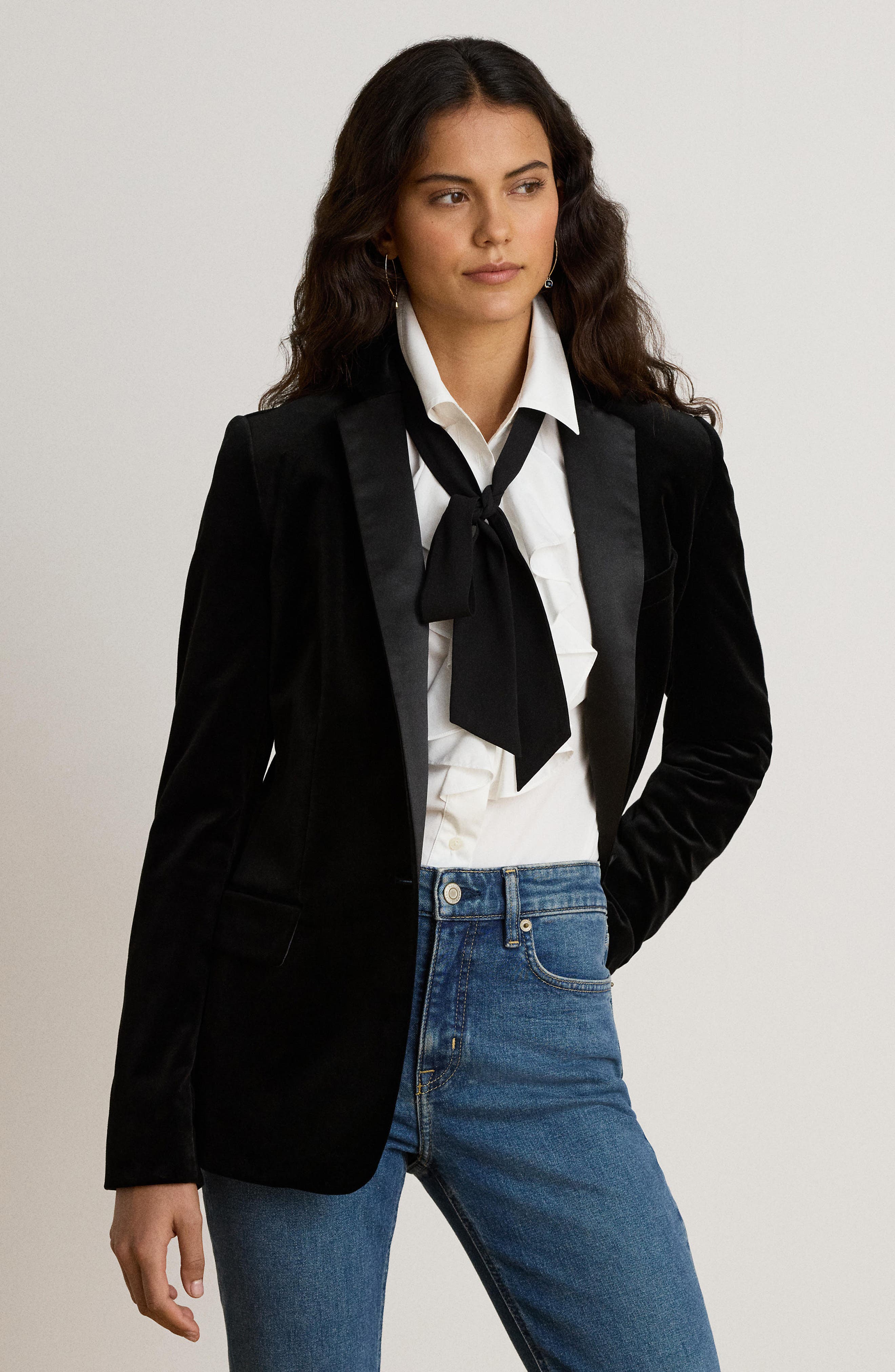 Lauren Ralph Lauren Stretch Velvet Blazer (Women) | Nordstrom