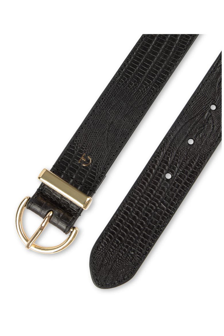 Lizard Embossed Leather Belt, Alternate, color, BLACK
