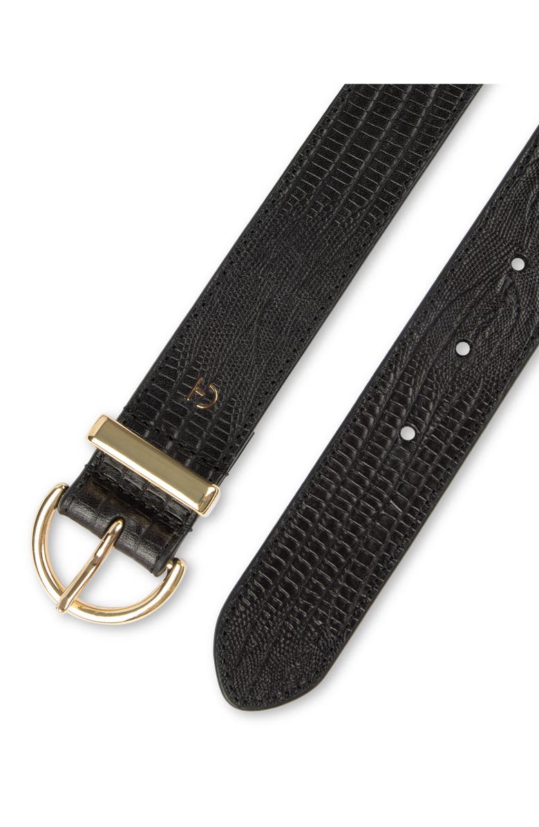Cole Haan Lizard Embossed Leather Belt, Alternate, color, Black