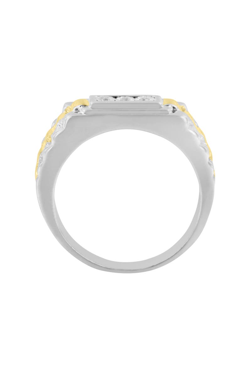 Haus of Brilliance Men's 10K Yellow Gold Plated Silver Diamond Accent 3 Stone Ridged Band Ring, Alternate, color, Yellow Gold Over Silver