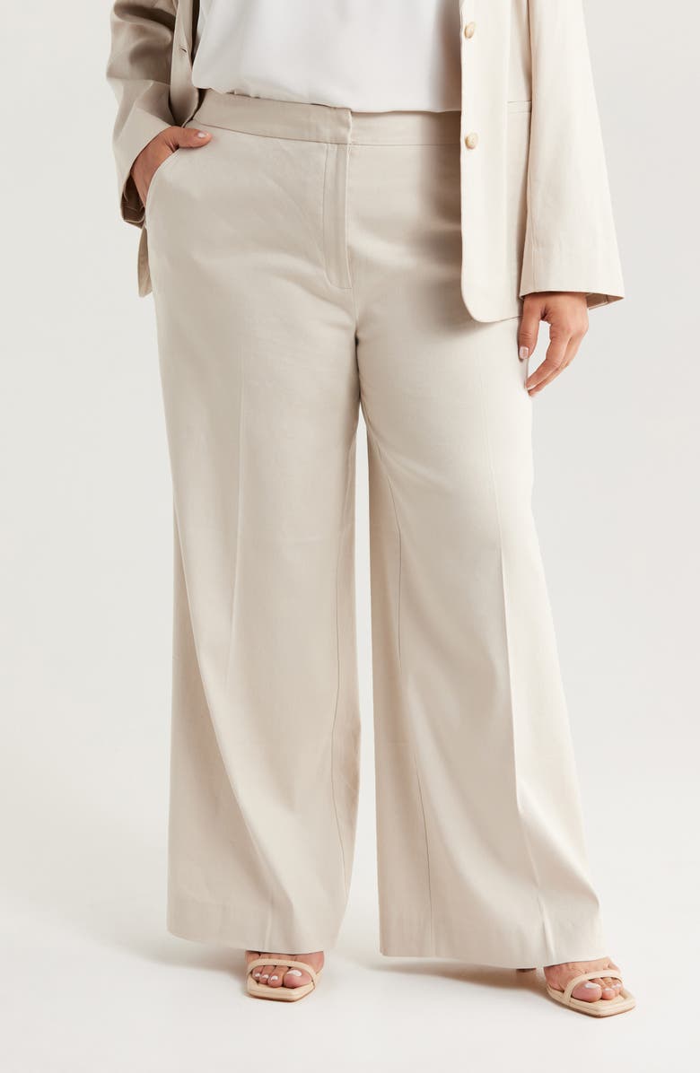Nordstrom Linen Blend Wide Leg Pants, Main, color, Beige Scroll