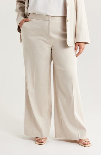 Nordstrom Linen Blend Wide Leg Pants In Brown