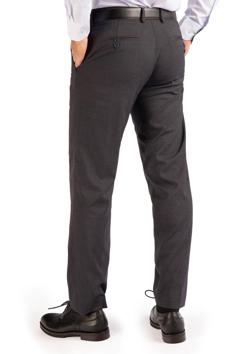 Textured Grid Melange Dress Pants, Alternate, color, CHARCOAL