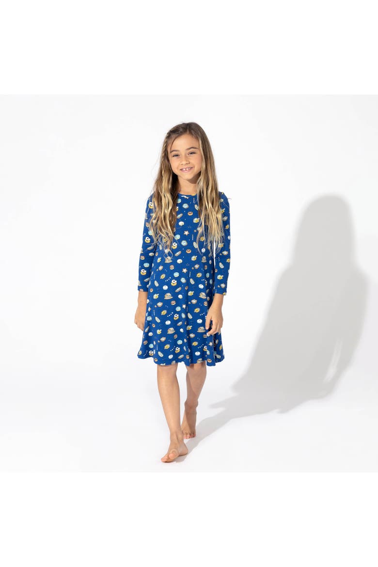 Kids' Hanukkah Cookies Long Sleeve Dress, Alternate, color, Hanukkah Cookies