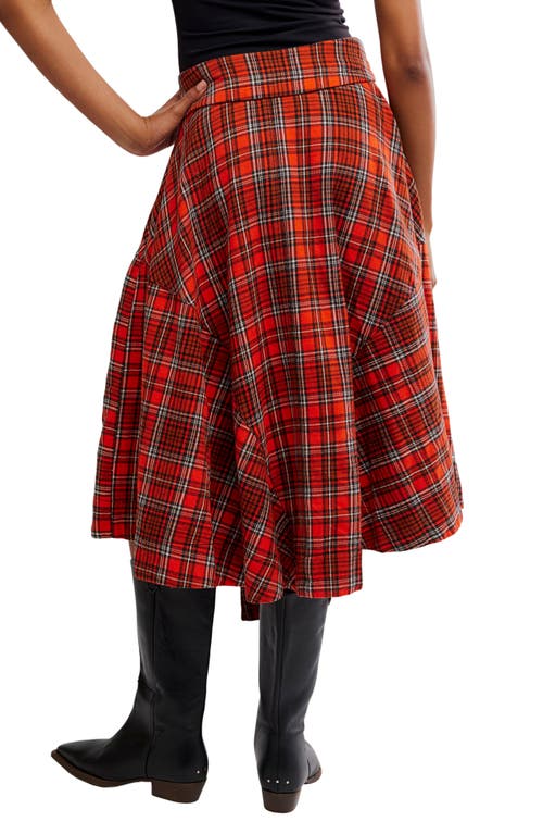 Free People Take Me Along Tartan Circle Skirt In Red