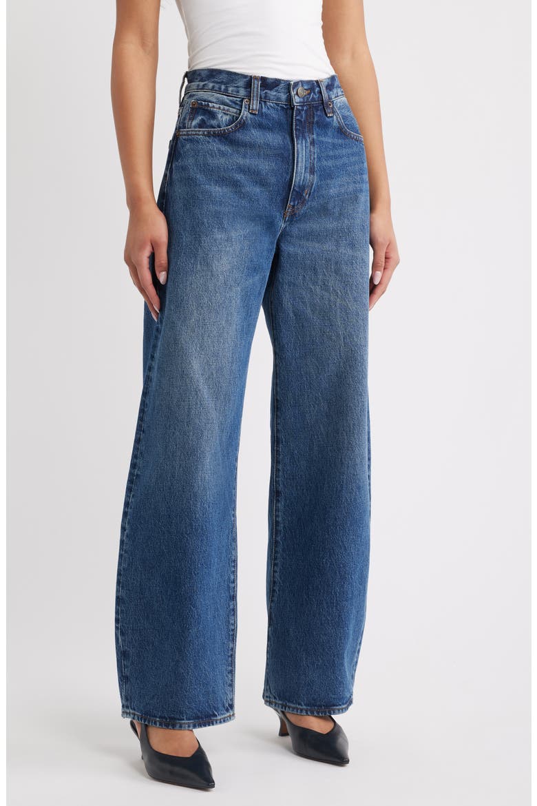 The Bow High Waist Barrel Jeans, Main, color, OBSCURA