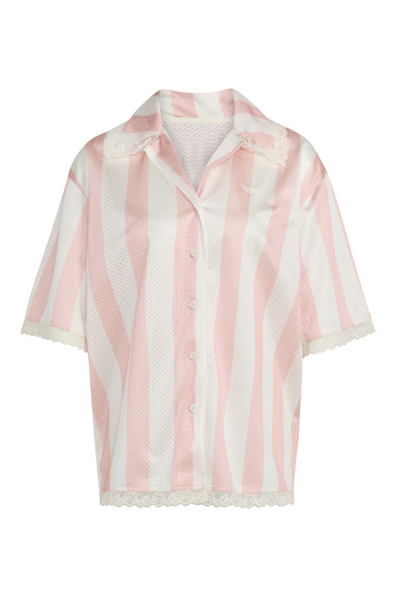 Striped Lace Trim Mesh Shirt, Alternate, color, OFF WHITE/SANDY PINK