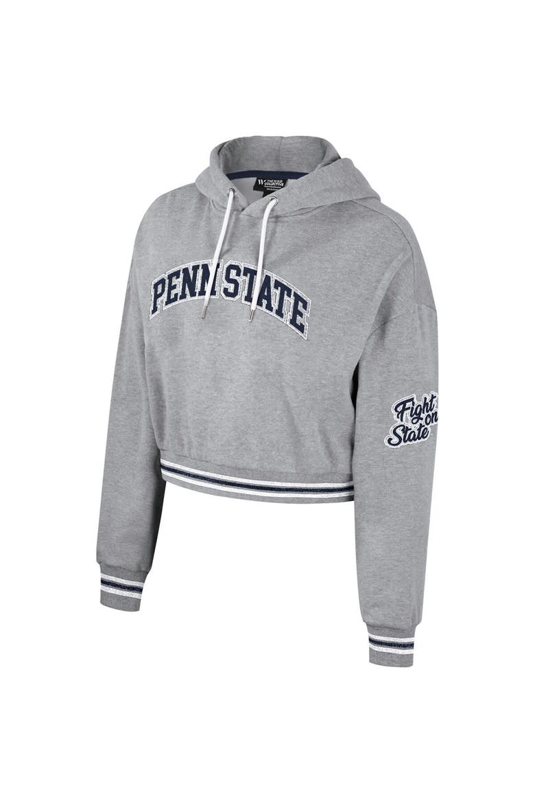 Women's The Wild Collective Heather Gray Penn State Nittany Lions Cropped Shimmer Pullover Hoodie, Alternate, color, Heather Gray