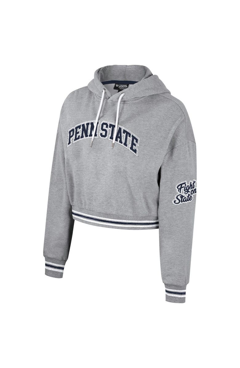 THE WILD COLLECTIVE Women's The Wild Collective Heather Gray Penn State Nittany Lions Cropped Shimmer Pullover Hoodie, Alternate, color, Heather Gray