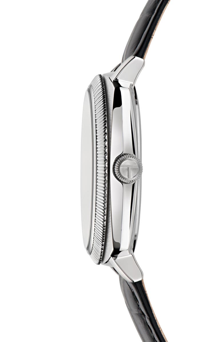 Ted Baker Harryl Chronograph Leather Strap Watch, 42mm, Alternate, color, Black