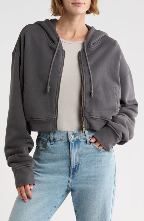 Crop Organic Cotton Zip Hoodie