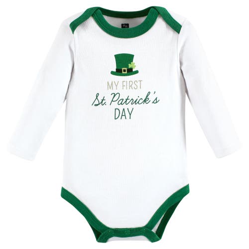 Hudson Baby Cotton Long-sleeve Bodysuits 3-pack In Green