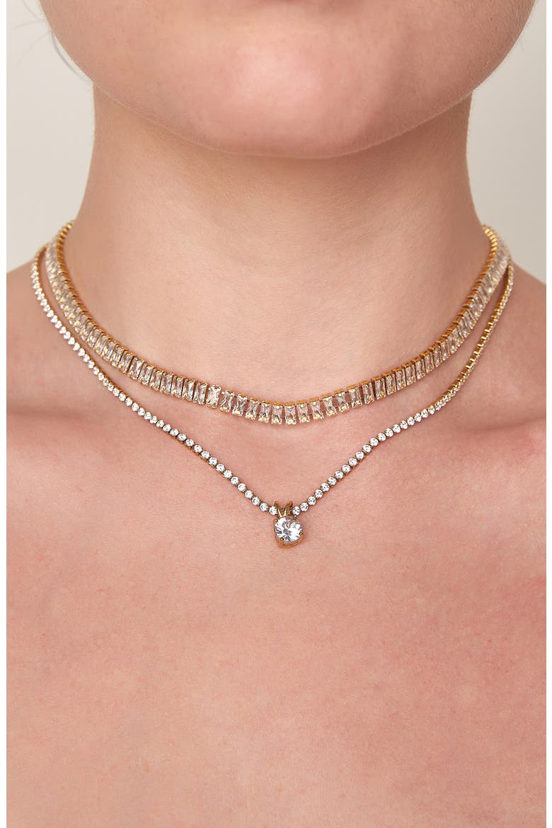 Zircon Tennis Necklace, Alternate, color, GOLD