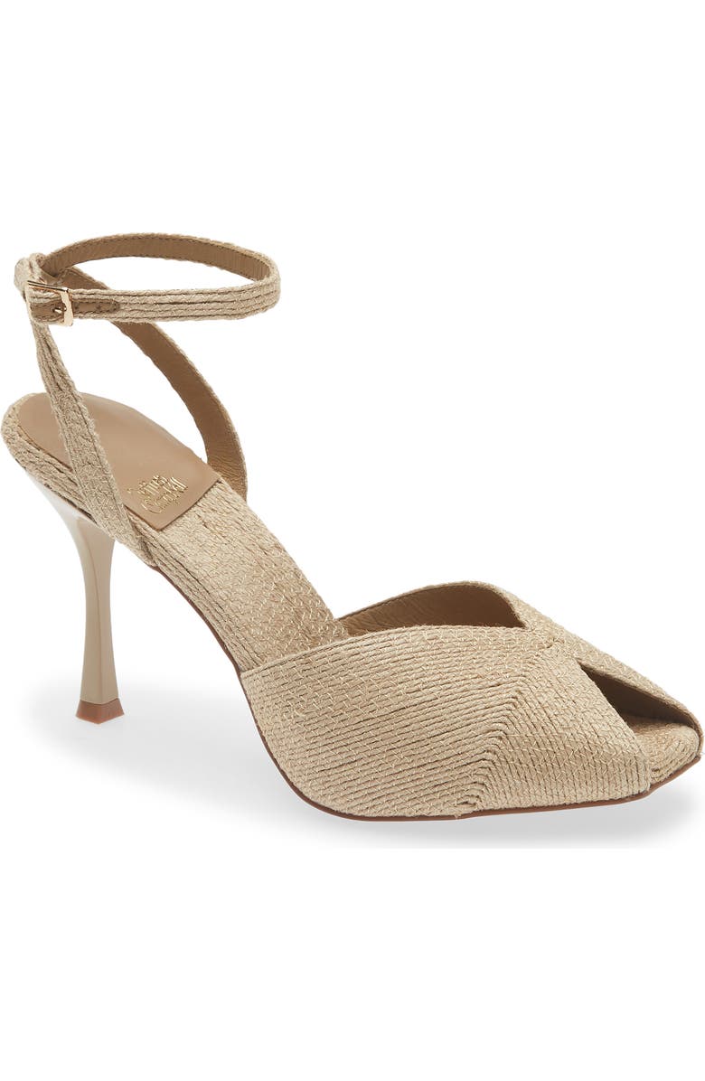 Jeffrey Campbell Behoove Ankle Strap Peep Toe Pump, Main, color, Natural Jute