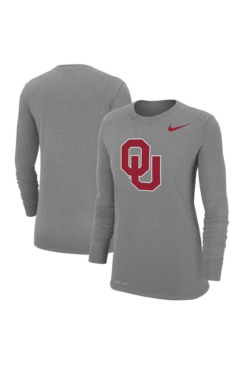 Nike Women's Nike Heathered Gray Oklahoma Sooners Logo Performance Long Sleeve T-Shirt, Alternate, color, 