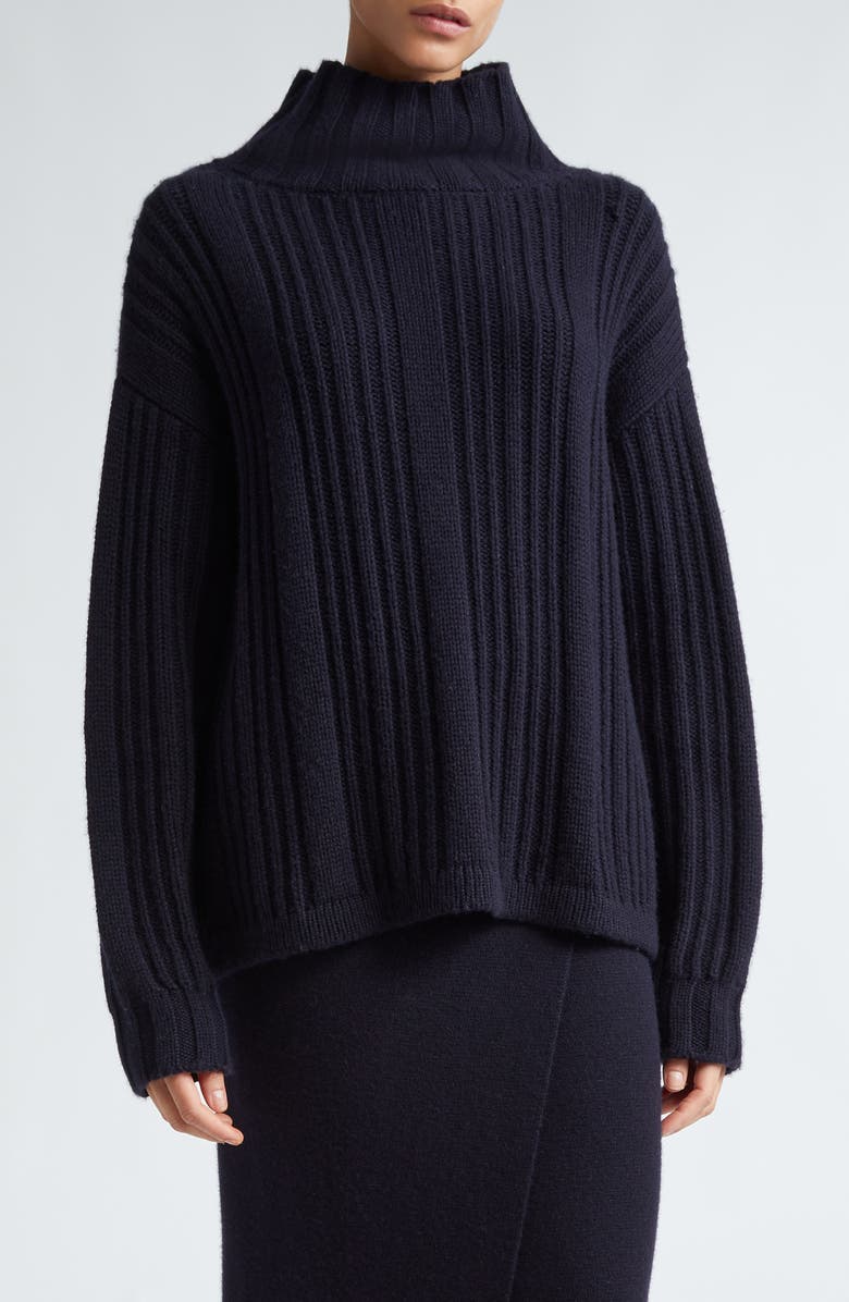 Max Mara Vitalba Oversize Wool & Cashmere Funnel Neck Sweater, Main, color, 