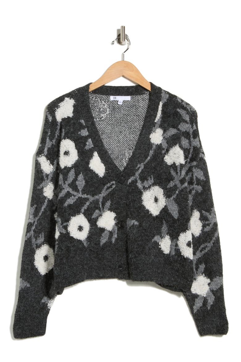 Floral Cardigan, Alternate, color, BLACK