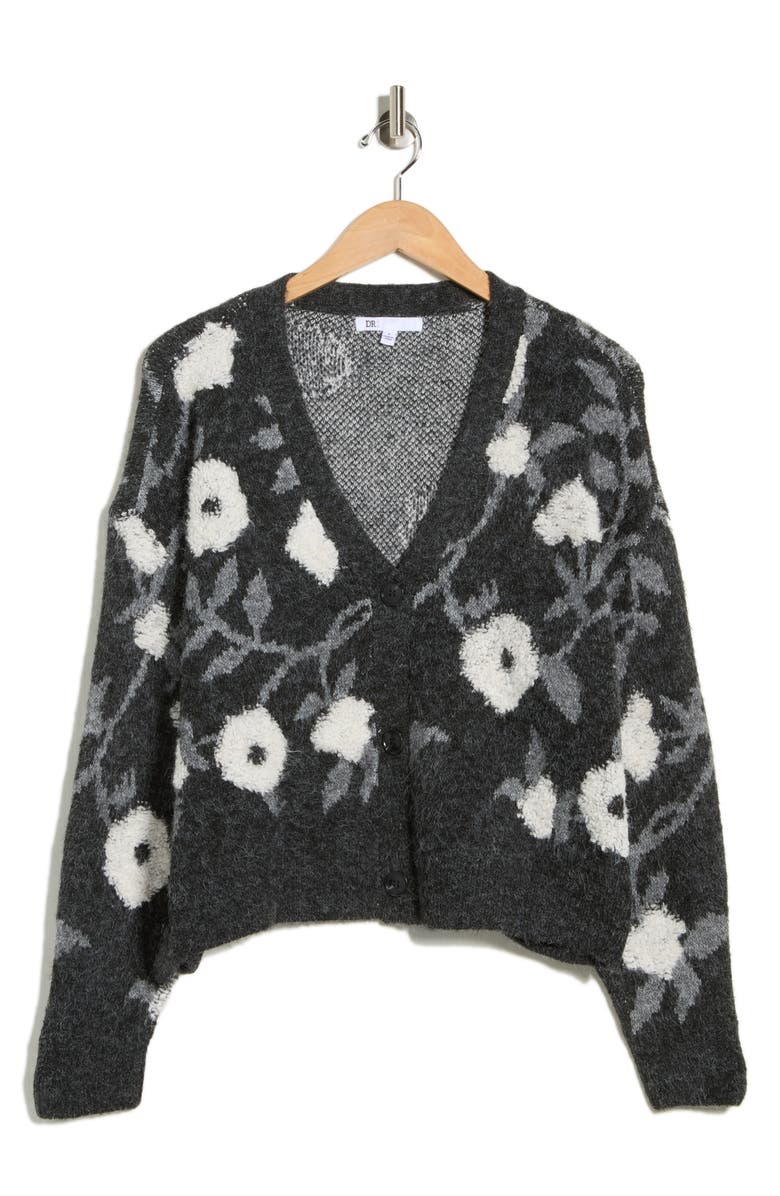 DR2 by Daniel Rainn Floral Cardigan, Main, color, Black