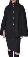 Donna Karan New York Button Front Wool Blend Cape Coat