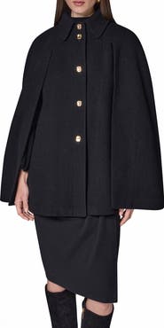 Donna Karan New York Button Front Wool Blend Cape Coat