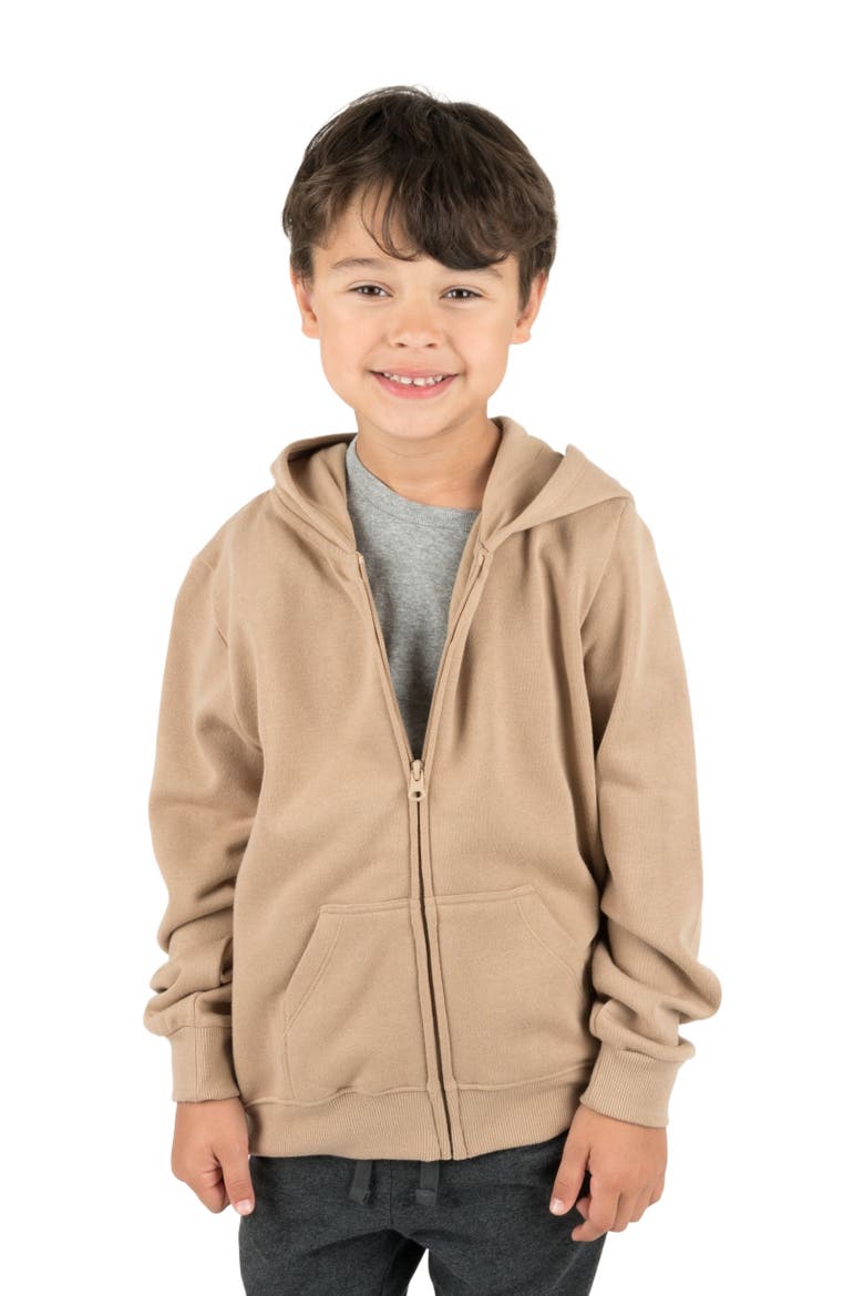 Kids Zip-Up Hoodie, 100% Cotton, Solid Colors, Main, color, Beige