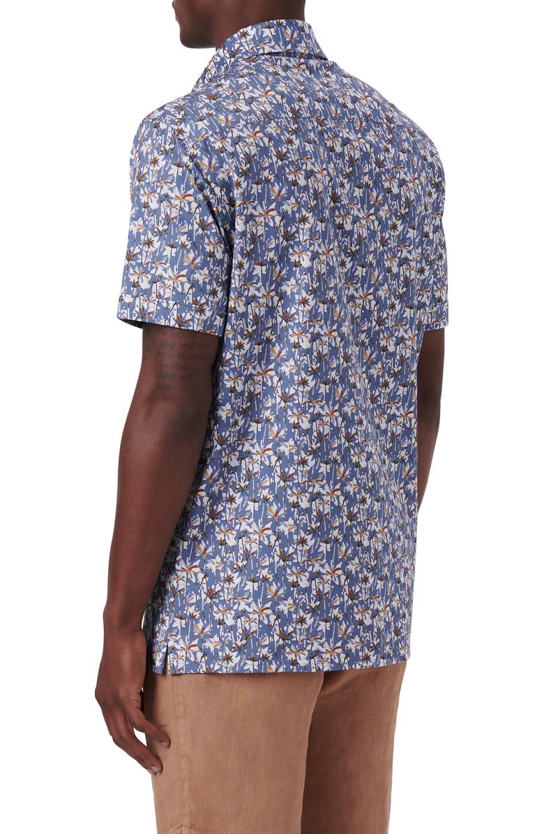Bugatchi OoohCotton<sup>®</sup> Abstract Floral Print Short Sleeve Button-Up Shirt, Alternate, color,