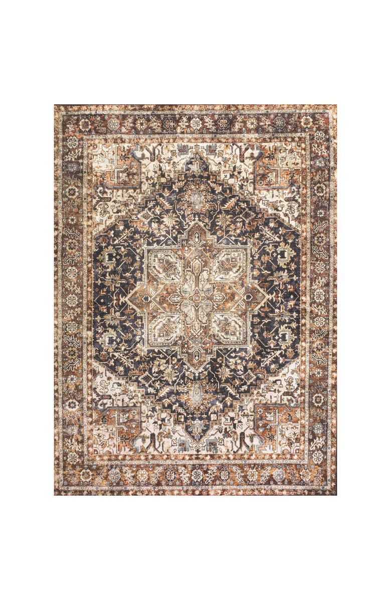 JONATHAN Y Chapell Chenille Traditional Medallion Machine-Washable Area Rug, Alternate, color, Black/Terra