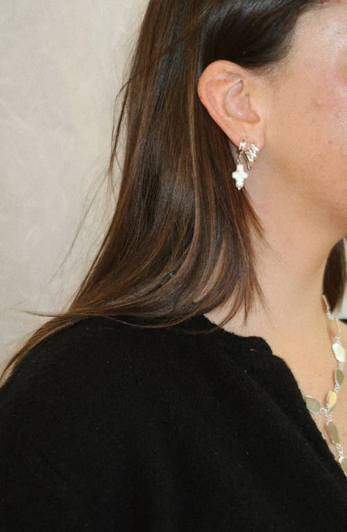 Joiana Jewelry Mini Pearl Cross Earrings In Metallic