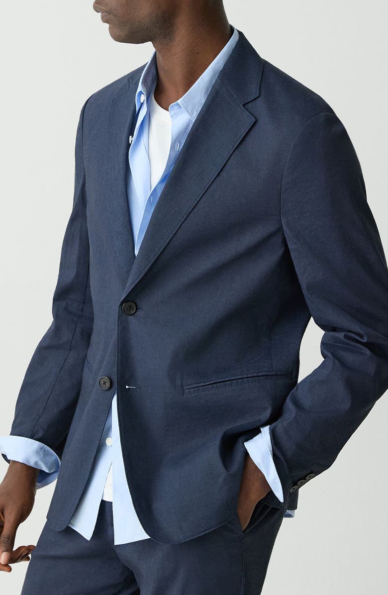 Theory Clinton Navy Stretch Linen Blend Sport Coat, Alternate, color, Eclipse