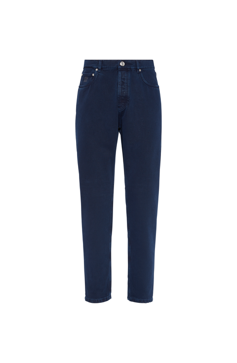 Garment-dyed denim trousers
