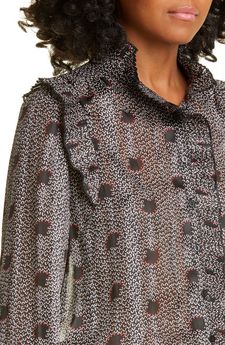 ba&sh Precious Pleated Ruffle Detail Long Sleeve Blouse, Alternate, color,