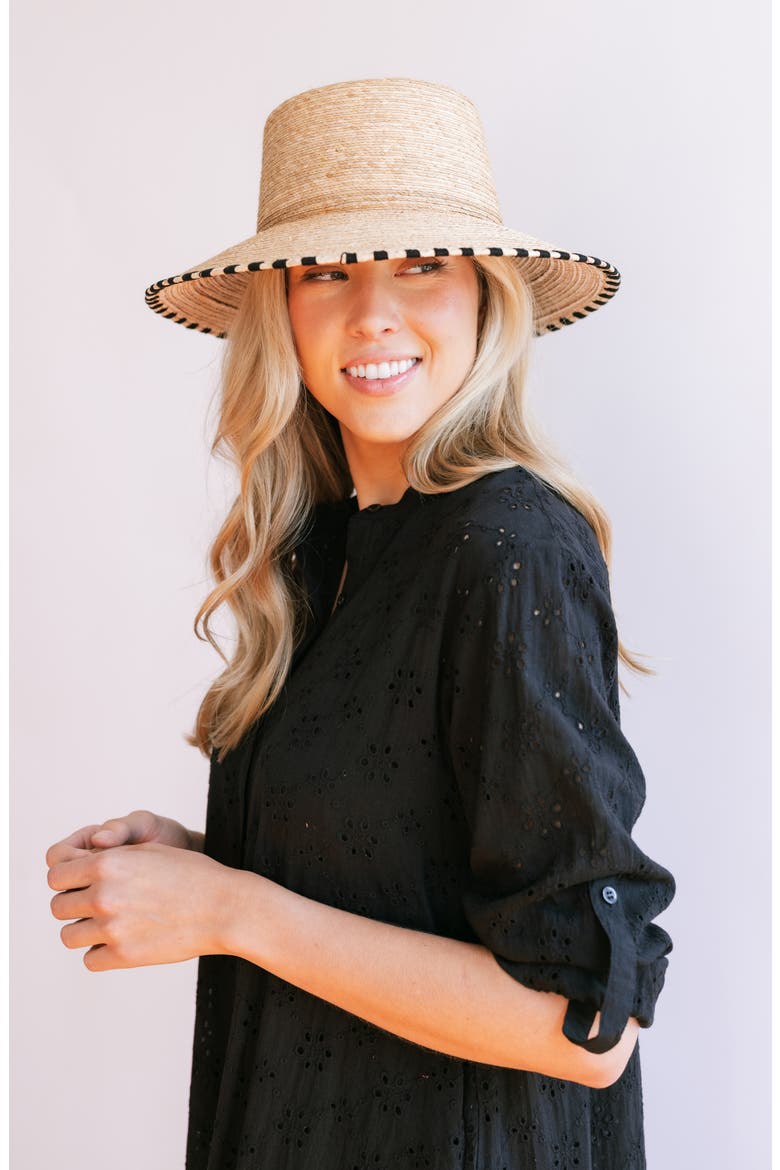 Jakeline Palm Staw Hat, Alternate, color, BLACK