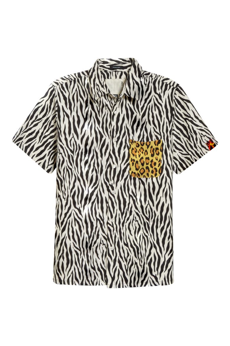 Tony Contrast Pocket Zebra Print Shirt, Alternate, color, ZEBRA W/ YELLOW LEOPARD
