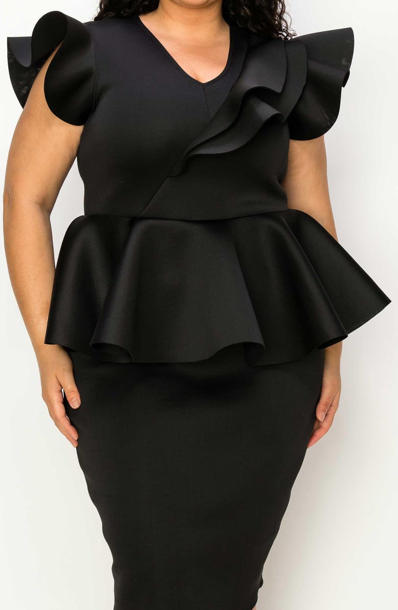 L I V D Onyx Peplum Neoprene Cocktail Dress, Alternate, color, 