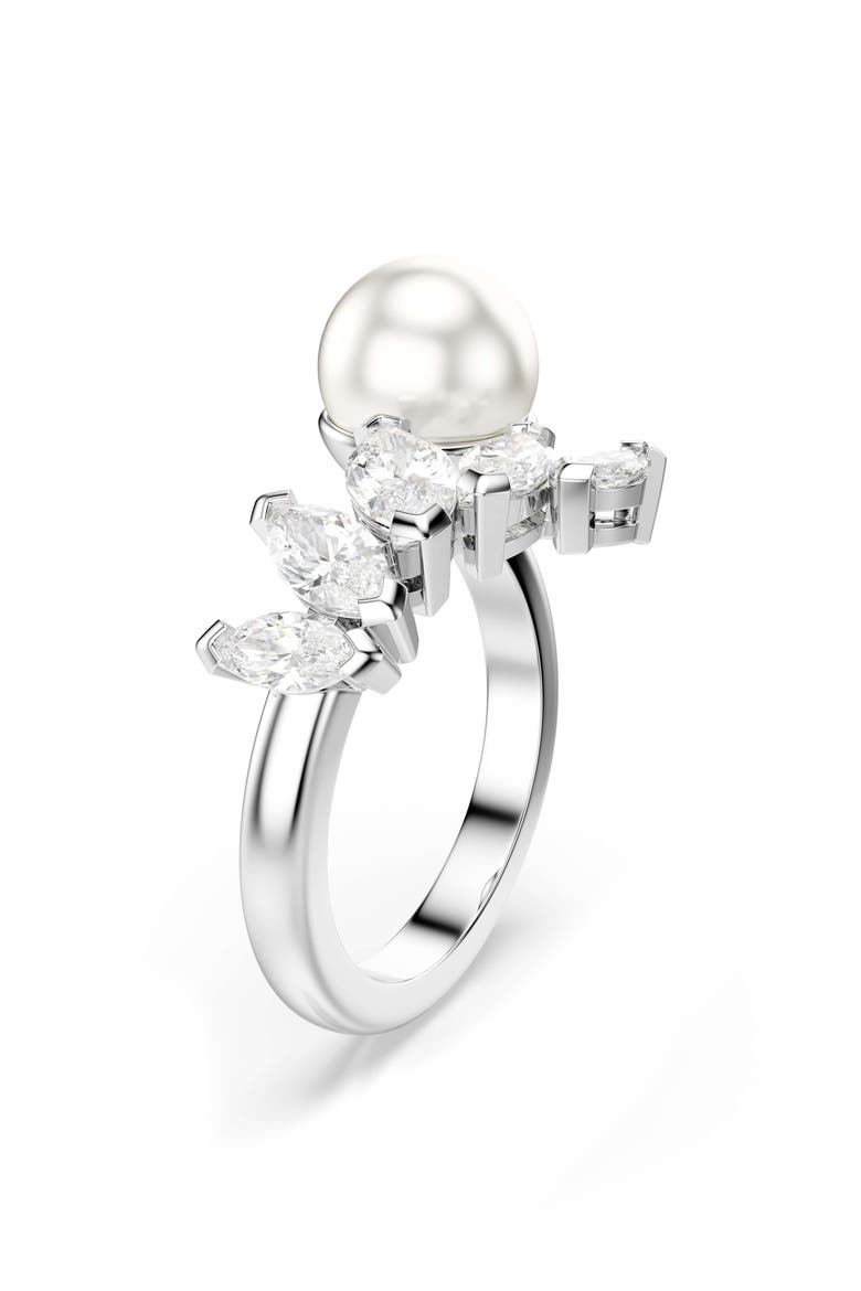 Mesmera Crystal Pearl Cluster Ring, Alternate, color, WHI/ RHS