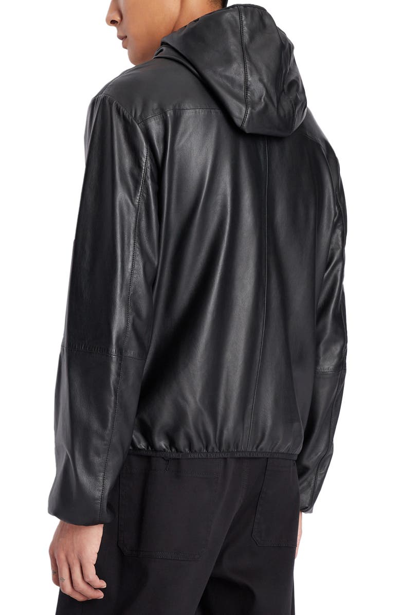 Armani Exchange Hooded Leather Jacket, Alternate, color,