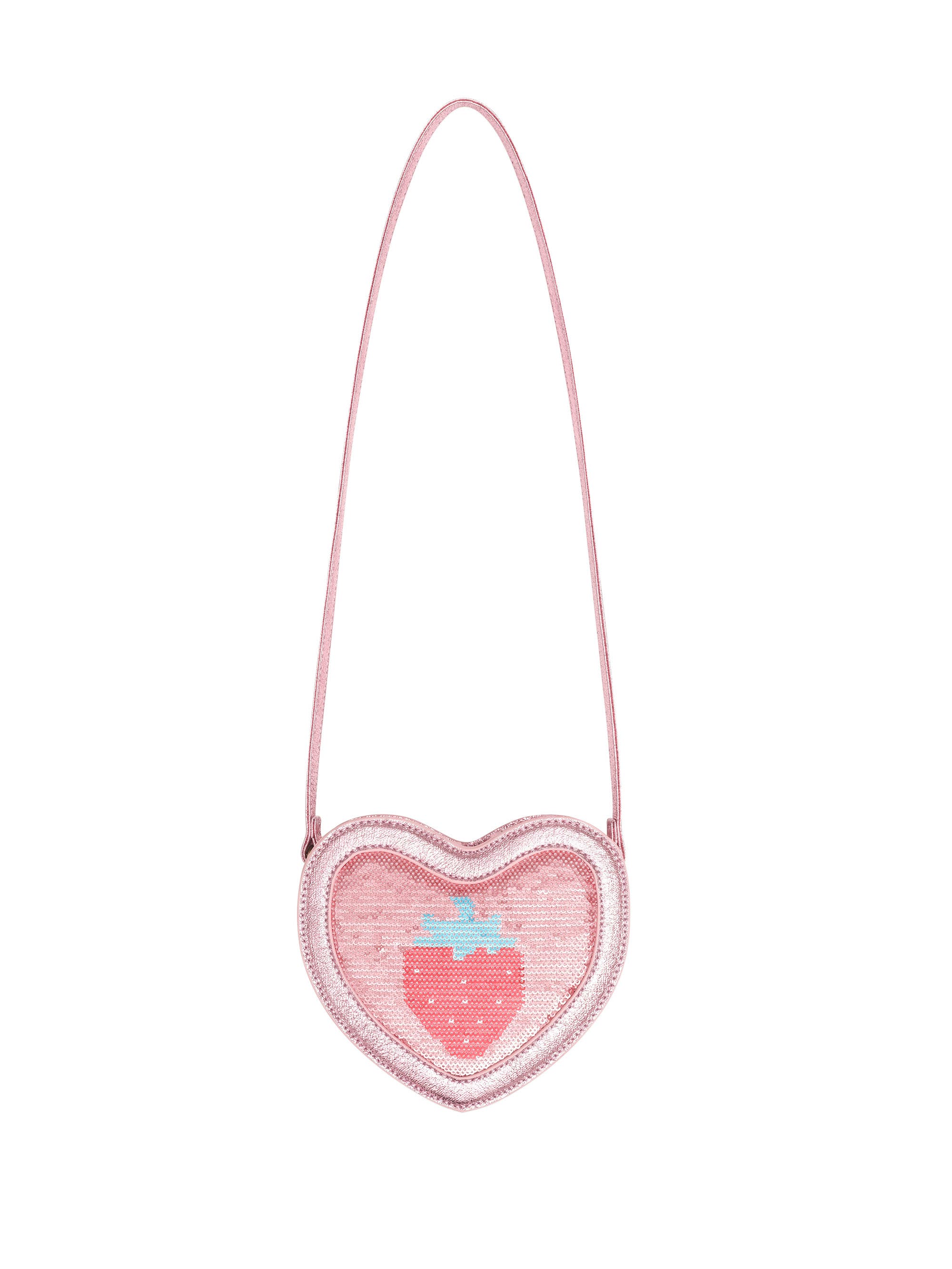 Strawberry Sequin Heart Bag, Main, color, Strawberry Metallic