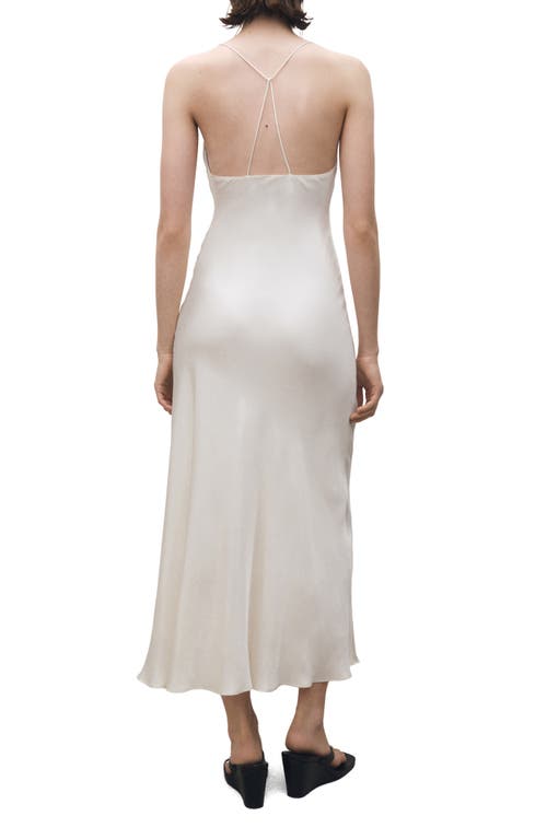 Mango Mulberry Silk Blend Cowl Neck Slipdress In Off White