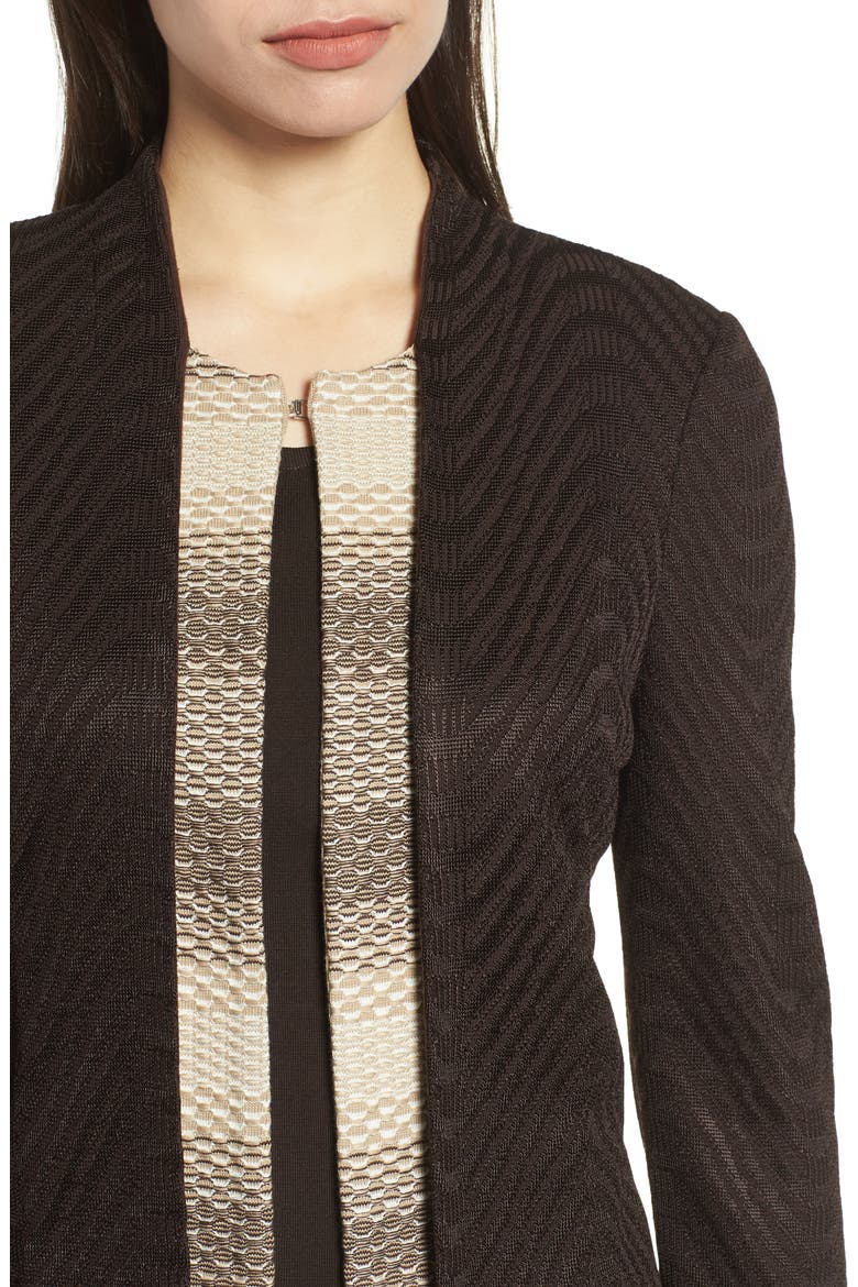 Long Jacquard Knit Jacket, Alternate, color, COFFEE/ CEDAR/ WOODCHIP